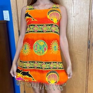 Vintage cocowalk Hawaiian beach fringe dress M